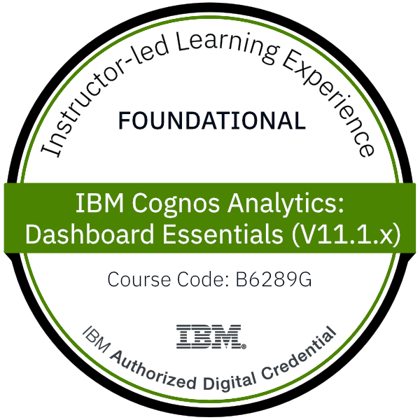 IBM Cognos Analytics: Dashboard Essentials (V11.1.x) - Code: B6289G